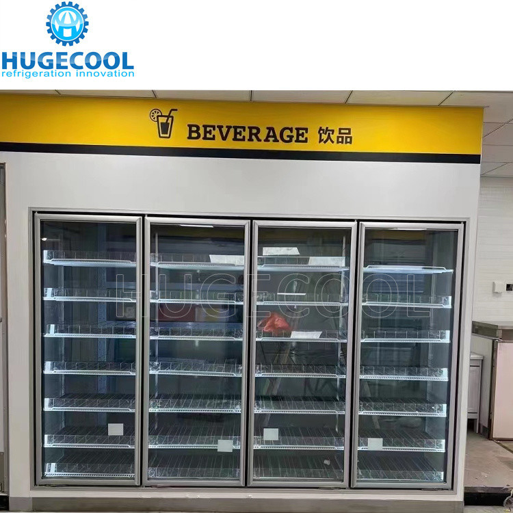 Glass Door Walk in Cooler for Milk and Drinks Temperature Range 0-10C Commercial Grade
