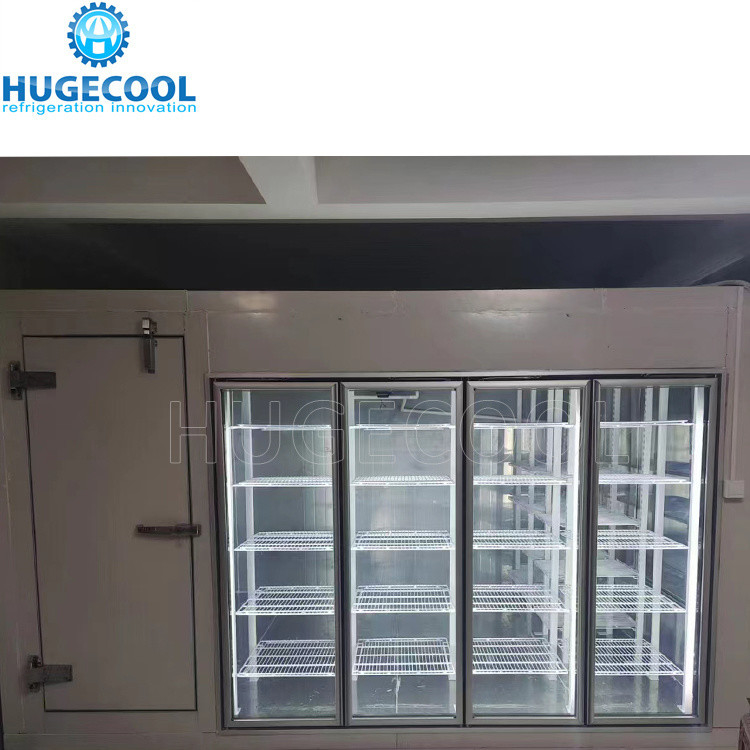 Glass Door Walk in Cooler for Milk and Drinks Temperature Range 0-10C Commercial Grade